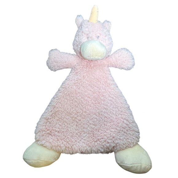Demdaco Unicorn Rattle Lovey Plush Security Blanket 12" Pale Pink Ivory - Picture 4 of 7